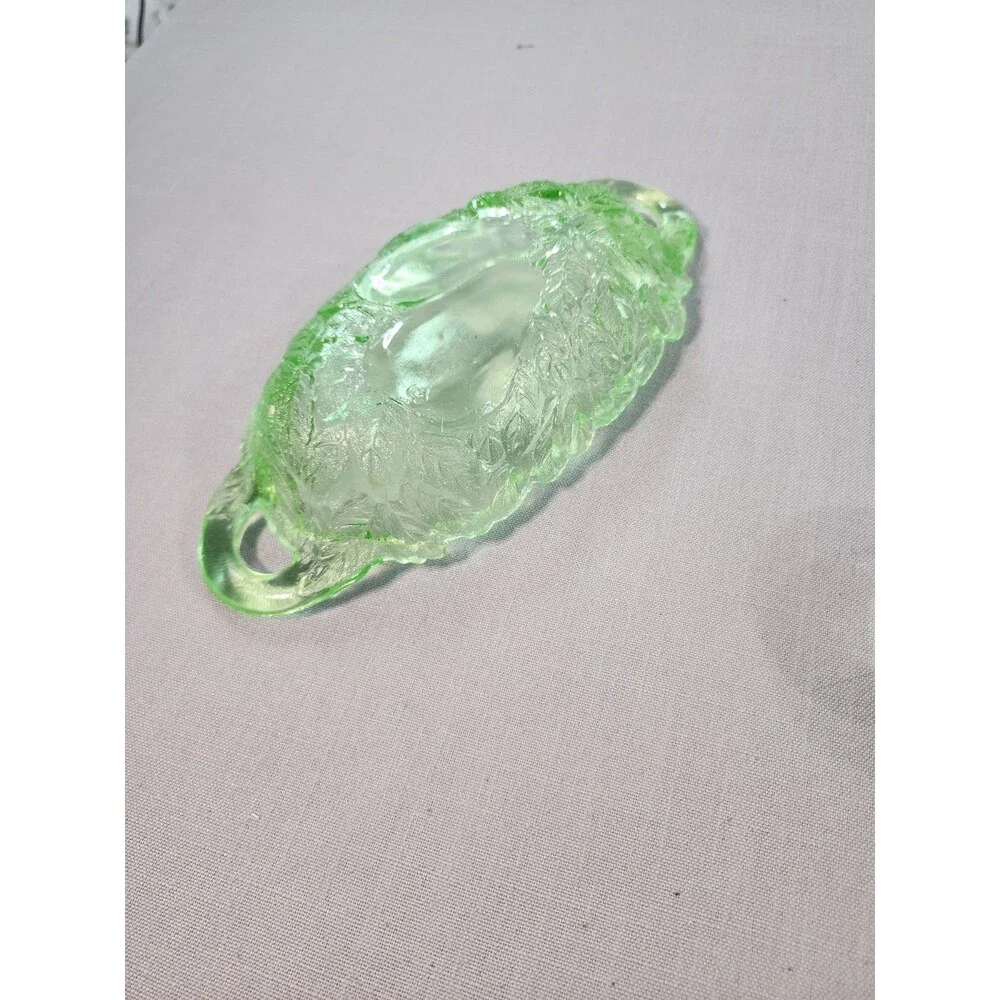 Vintage Green Depression Glass 14 Pc Lot – Covered Candy Dish, Creamer, Sugar...